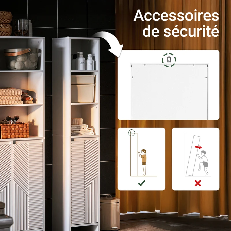 SoBuy BZR158-W Colonne Salle de Bain avec Panier à Linge et Étagères Réglables, Gain de Place, pour Salle de Bain et WC, Compact – L30×P30×H170 cm, MDF, Blanc