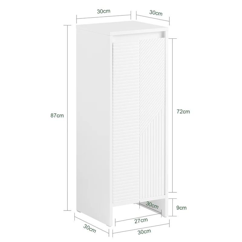 SoBuy BZR154-W Petit Meuble Salle de Bain avec Panier à Linge – Meuble WC Rangement 30x30x87 cm avec Porte Abattante, Design Moderne Blanc, Idéal pour Buanderie