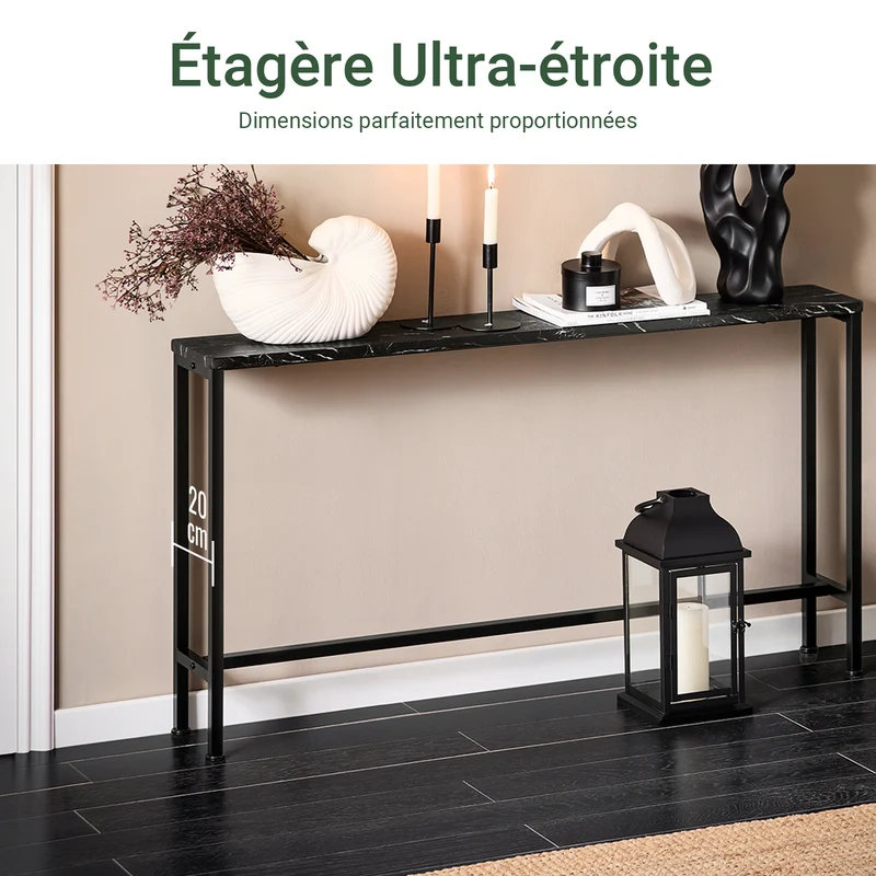 SoBuy FSB19-SCH Console d’Entrée Design Fonctionnel et Gain de Place, Design Moderne, Style Industriel, pour Salon et Chambre – L120×P20×H65 cm, Métal, Noir