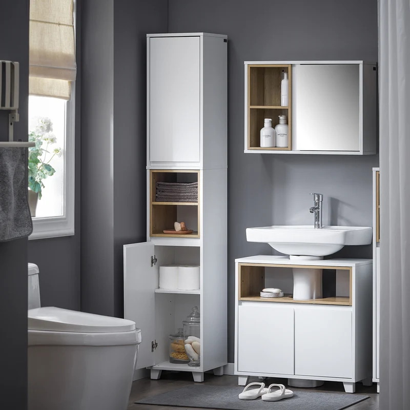 SoBuy BZR147-W Colonne de Salle de Bain 170 cm – Blanc