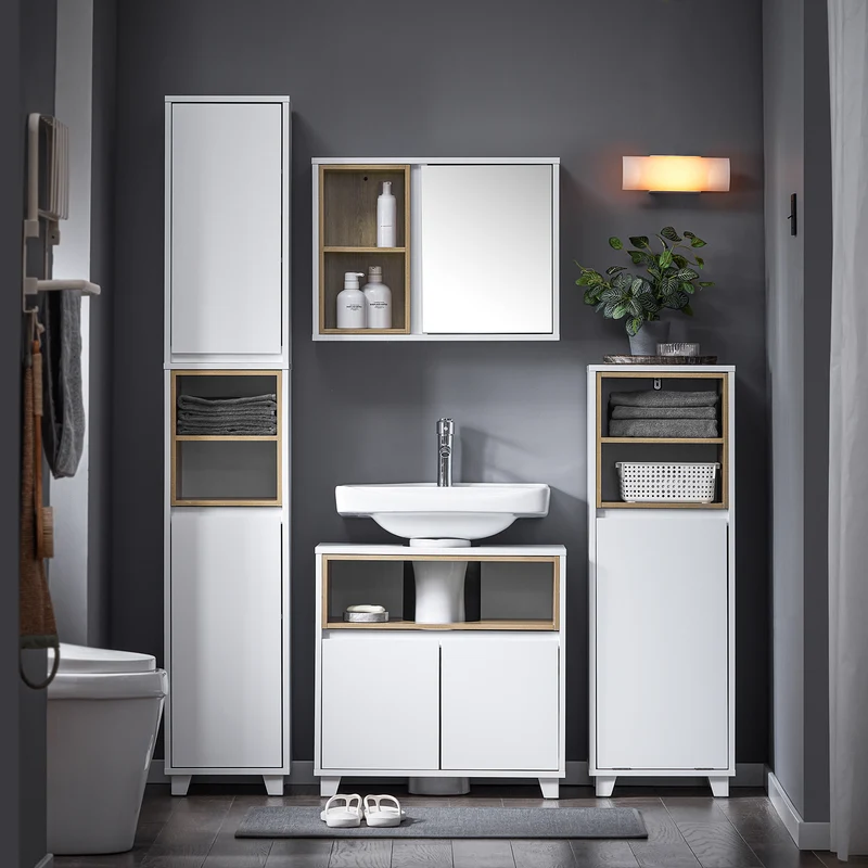SoBuy BZR147-W Colonne de Salle de Bain 170 cm – Blanc