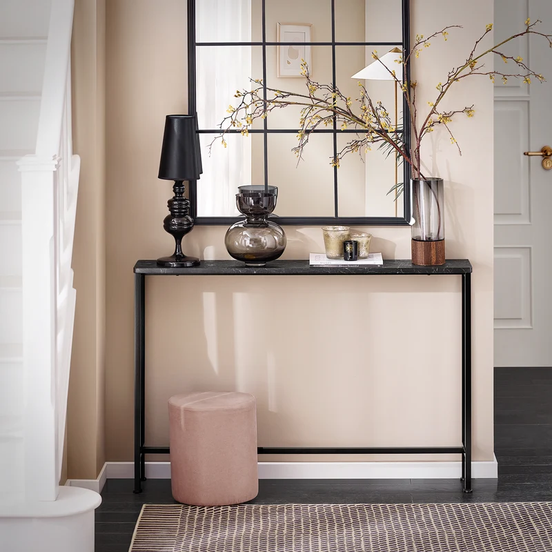 SoBuy FSB19-XL-SCH Console d’Entrée Design Fonctionnel et Gain de Place, Design Moderne, Style Industriel, pour Salon et Chambre – L120×P20×H80 cm, Métal, Noir