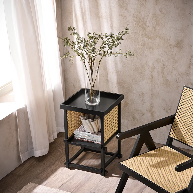 SoBuy HFBT03-SCH Table d'appoint Design, Table Basse Carrée, Bout de Canapé, Table de Chevet avec Compartiment Ouvert