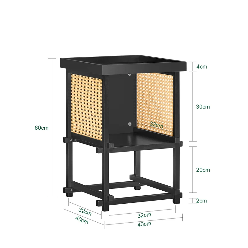 SoBuy HFBT03-SCH Table d'appoint Design, Table Basse Carrée, Bout de Canapé, Table de Chevet avec Compartiment Ouvert