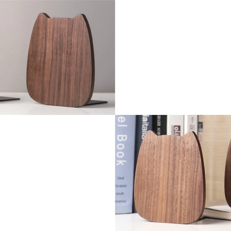 Serre livre chat en bois