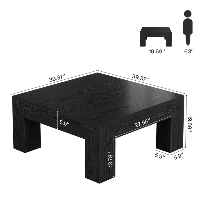 Tribesigns Table Basse Carrée pour Salon 100 x 100 x 50 cm, Table de Salon Bois Table d'appoint Farmhouse
