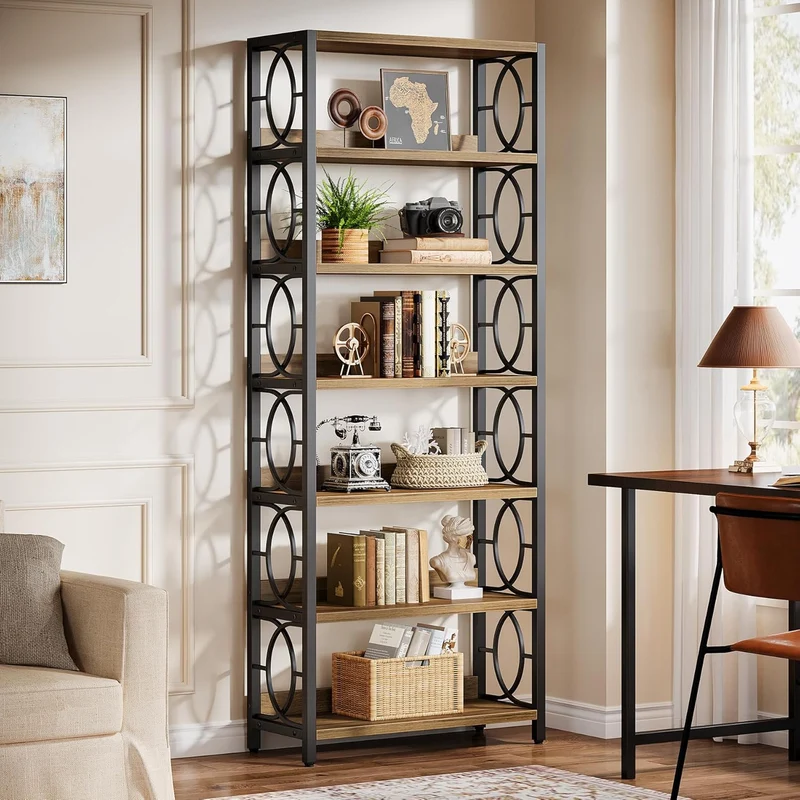 Tribesigns Bibliothèque industrielle à 6 niveaux de 180 cm, Structure en métal avec étagères ouvertes