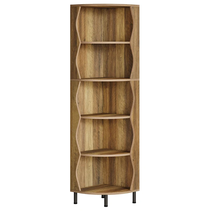 Tribesigns Étagère d'angle à 5 niveaux, Bibliothèque d'angle de 182 cm de haut élégante bibliothèque en bois