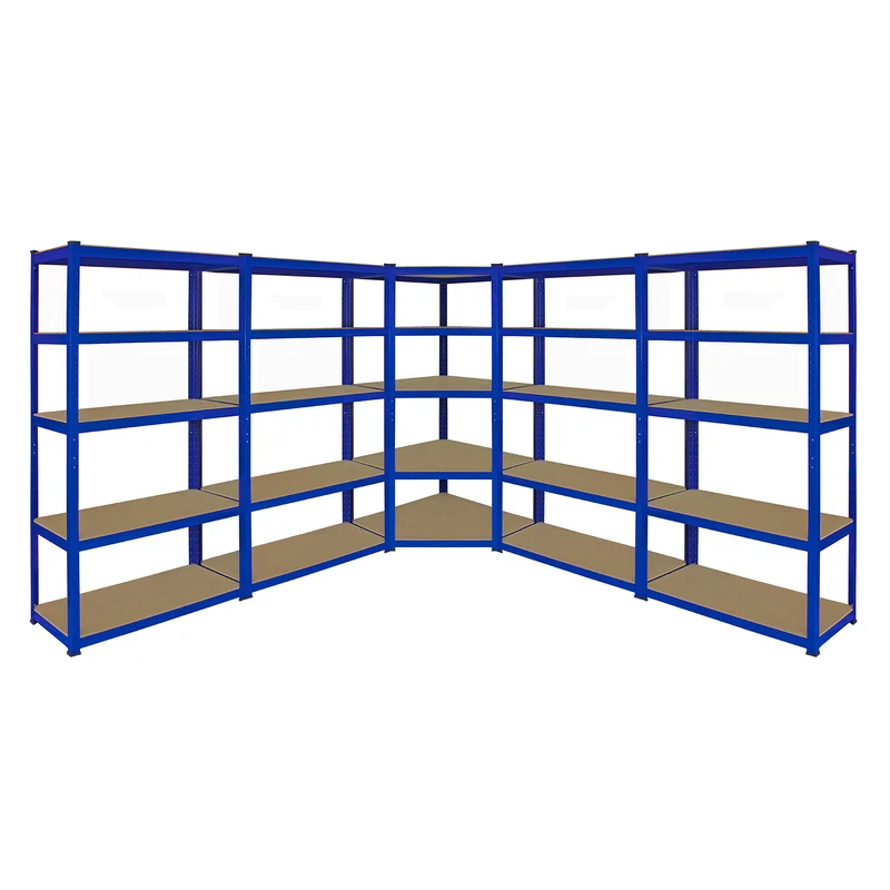 Monster Racking - Lot de 4 Rayonnages T-Rax Rayonnage d'Angle en Acier Bleu 90 cm
