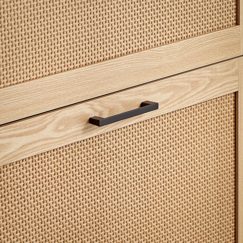 SoBuy FSR155-N Armoire à Chaussures 3 Abattants Effet Cannage Rotin, Meuble d'Entrée Design – Naturel