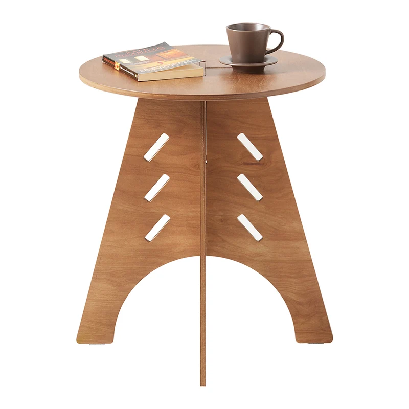 SoBuy HFBT01-BR Table d'appoint Ronde en Bois Table Basse Ronde Table de Nuit Table de Chevet Bouts de Canapé en Tenons et Mortaises