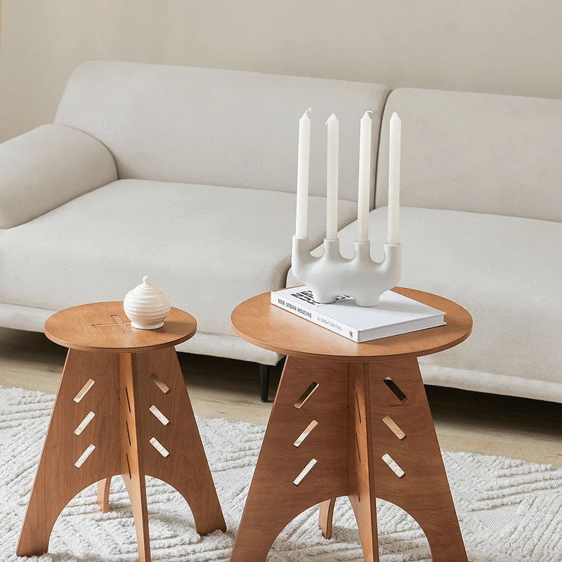 SoBuy HFBT01-BR Table d'appoint Ronde en Bois Table Basse Ronde Table de Nuit Table de Chevet Bouts de Canapé en Tenons et Mortaises