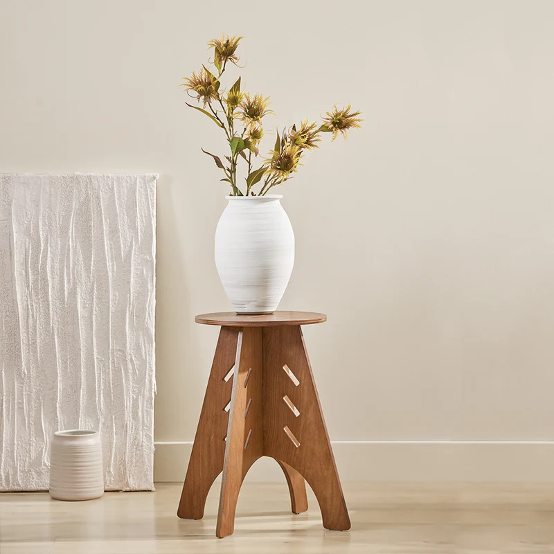 SoBuy HFBT01-K-BR Table d'appoint Ronde en Bois Table Basse Ronde Table de Nuit Table de Chevet Bouts de Canapé Marron en Tenons et Mortaises
