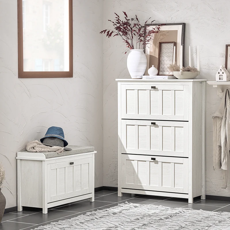 SoBuy FSR162-W Meuble à Chaussures Ultra-Slim Gain de Place – Idéal pour Entrée Étroite – Blanc