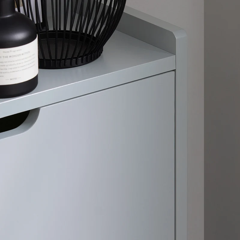 SoBuy FSR151-H-HG Armoire à Chaussures 3 Abattants Ultra-Slim 19cm, Rangement Compact pour Entrée Couloir – 50x19x129 cm, Gris