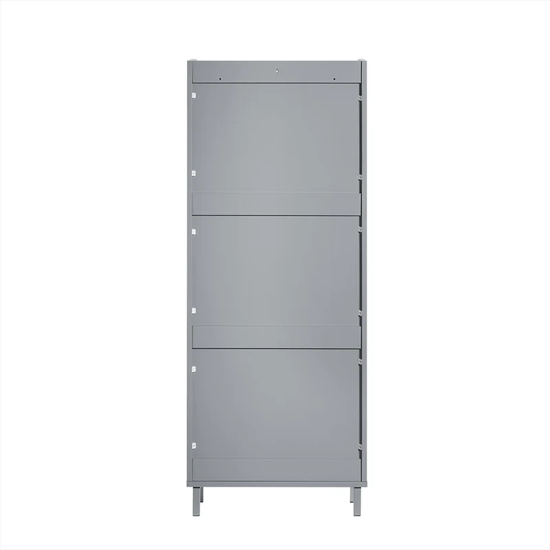 SoBuy FSR151-H-HG Armoire à Chaussures 3 Abattants Ultra-Slim 19cm, Rangement Compact pour Entrée Couloir – 50x19x129 cm, Gris