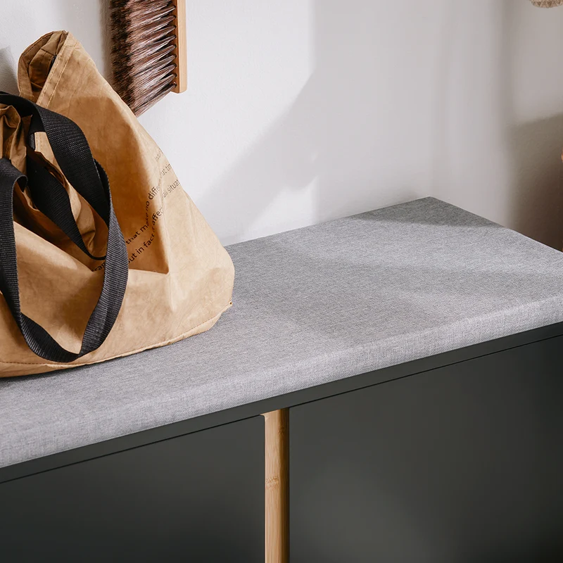 SoBuy FSR117-SCH Banc à Chaussures avec Coussin Rembourré et 2 Portes, Meuble d'Entrée – 90x34x46 cm, Noir