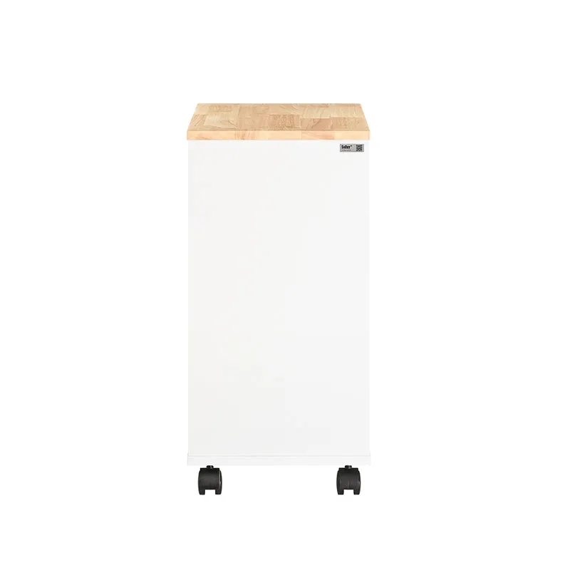 SoBuy FBT130-WN Bout de Canapé, Table d'appoint avec 2 Tiroirs, Compartiment Ouvert, Meuble de Rangement à roulettes, Chariot pour Salon, Bureau, Chambre, Blanc, L60xP30xH60cm