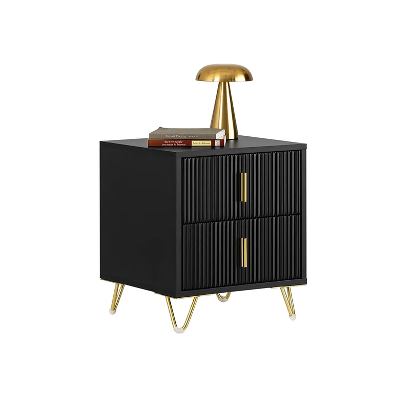 SoBuy FBT115-SCH Table de Chevet - Table de Nuit avec 2 tiroirs, Table d'appoint pour Chambre à Coucher - Meuble de Rangement Moderne, Noir, L40 x P40 x H47 cm