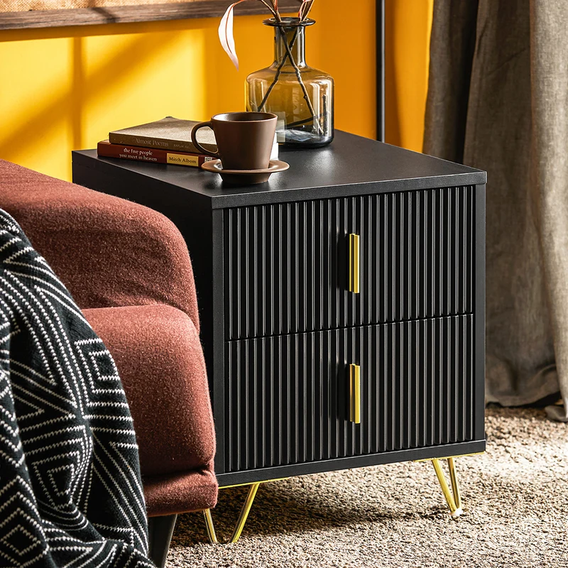 SoBuy FBT115-SCH Table de Chevet - Table de Nuit avec 2 tiroirs, Table d'appoint pour Chambre à Coucher - Meuble de Rangement Moderne, Noir, L40 x P40 x H47 cm