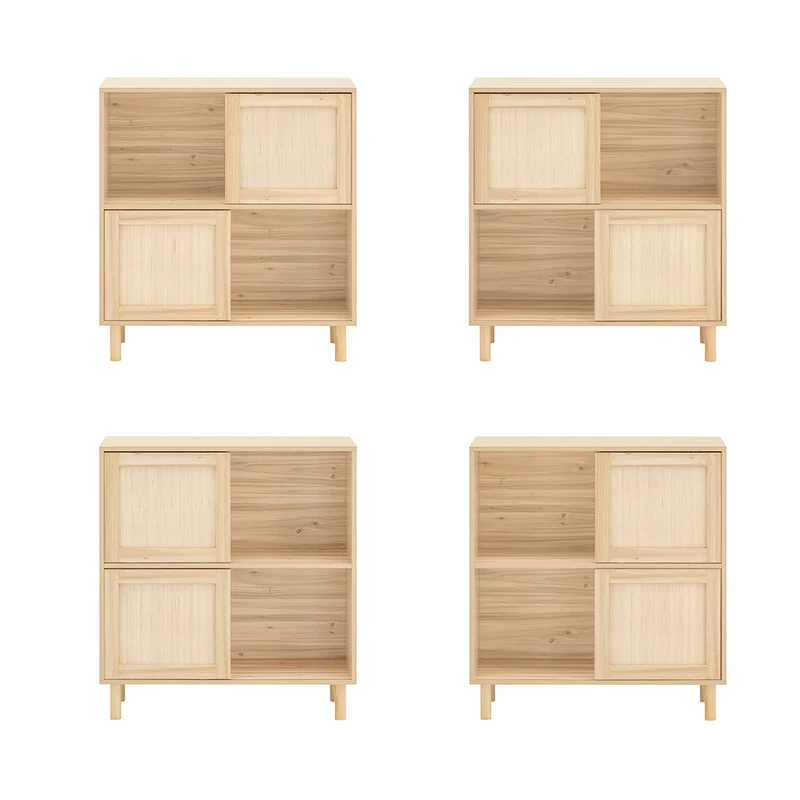 SoBuy FSB87-N Buffet Meuble de Rangement avec 2 Portes Coulissantes, Commode Multifonction pour Entrée Salon Cuisine – 80x35x87 cm, Naturel
