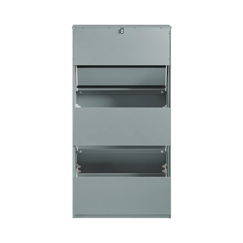 SoBuy FSR165-H-HG Meuble à Chaussures à Abattants 3 Niveaux – Rangement Discret pour Entrée – 61x26x120 cm Gris