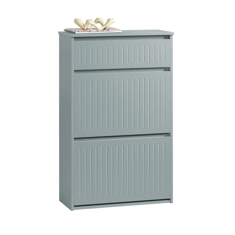 SoBuy FSR165-HG Armoire à Chaussures avec Coussin Rembourré, Coffre 2 Abattants, Capacité 30 kg pour Entrée – Gris