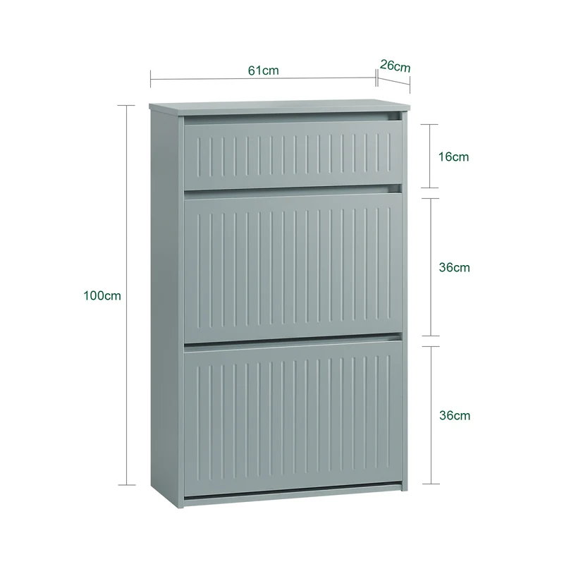 SoBuy FSR165-HG Armoire à Chaussures avec Coussin Rembourré, Coffre 2 Abattants, Capacité 30 kg pour Entrée – Gris