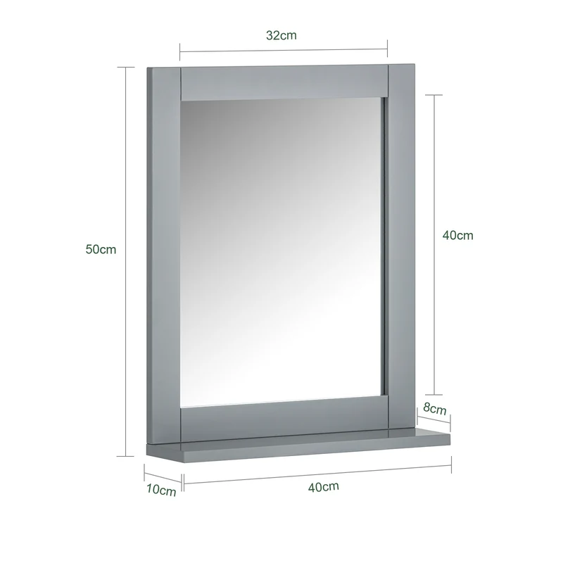 SoBuy FRG129-SG Armoire Murale Salle de Bain avec Miroir, Format Compact, pour Salle de Bain et WC, Rangement Optimisé, Pratique – L40×P10×H49 cm, Gris Clair