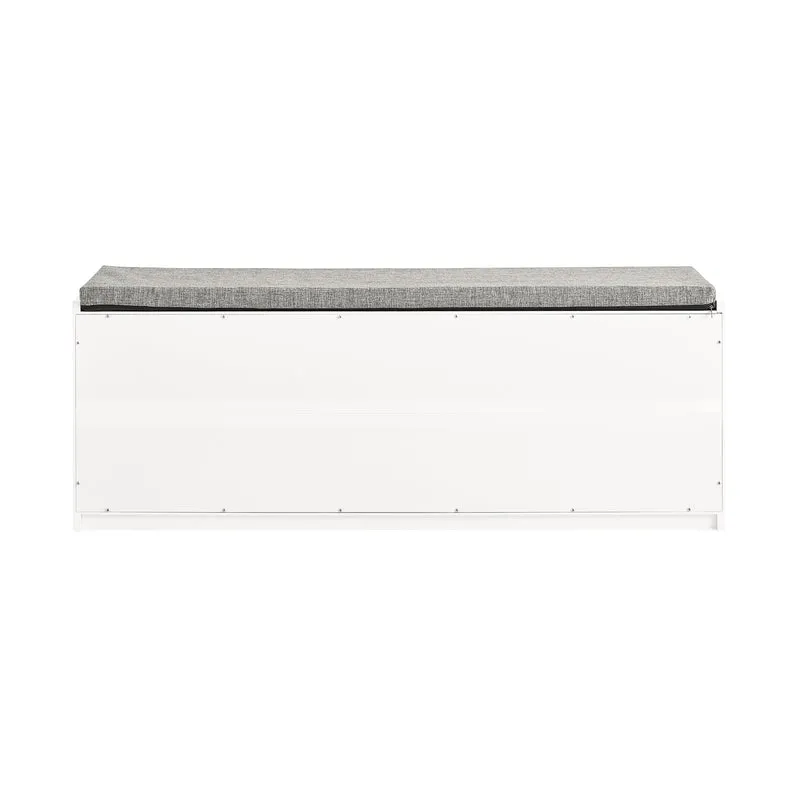SoBuy FSR133-W Banc à Chaussures avec Porte de Grange Coulissante et 6 Compartiments pour Entrée – 120x35x45 cm, Blanc