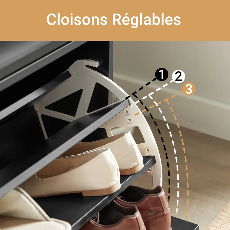 SoBuy FSR16-SCH Banc Armoire à Chaussures 1 abattant avec Coussin Meuble d’entrée Coffre Rangement pour Chaussures, N