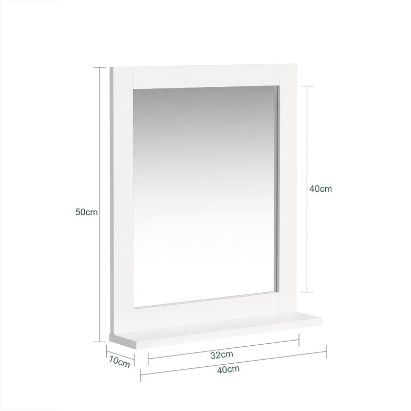 SoBuy FRG129-W Armoire Murale Salle de Bain avec Miroir, Format Compact, pour Salle de Bain et WC, Rangement Optimisé, Usage Quotidien – L40×P10×H49 cm, Blanc