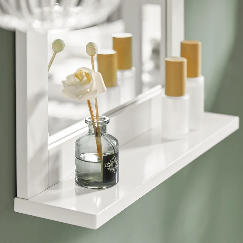SoBuy FRG129-W Armoire Murale Salle de Bain avec Miroir, Format Compact, pour Salle de Bain et WC, Rangement Optimisé, Usage Quotidien – L40×P10×H49 cm, Blanc
