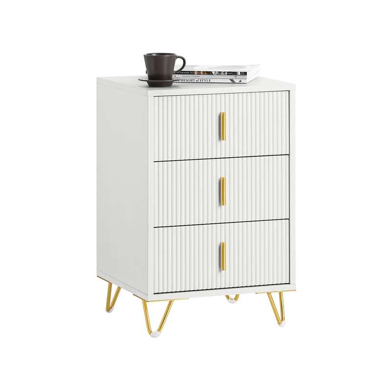 SoBuy FBT115-L-W Table de Chevet - Table de Nuit avec 3 tiroirs, Table d'appoint pour Chambre à Coucher - Meuble de Rangement Moderne, Blanc L40 x P40 x H63 cm