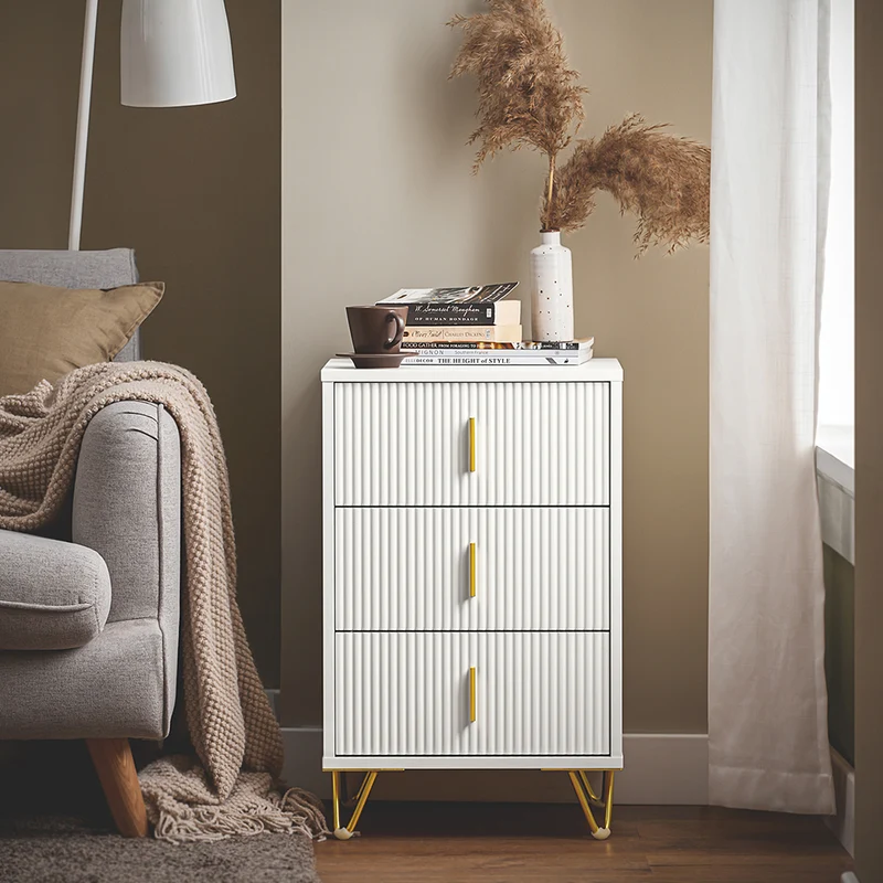 SoBuy FBT115-L-W Table de Chevet - Table de Nuit avec 3 tiroirs, Table d'appoint pour Chambre à Coucher - Meuble de Rangement Moderne, Blanc L40 x P40 x H63 cm