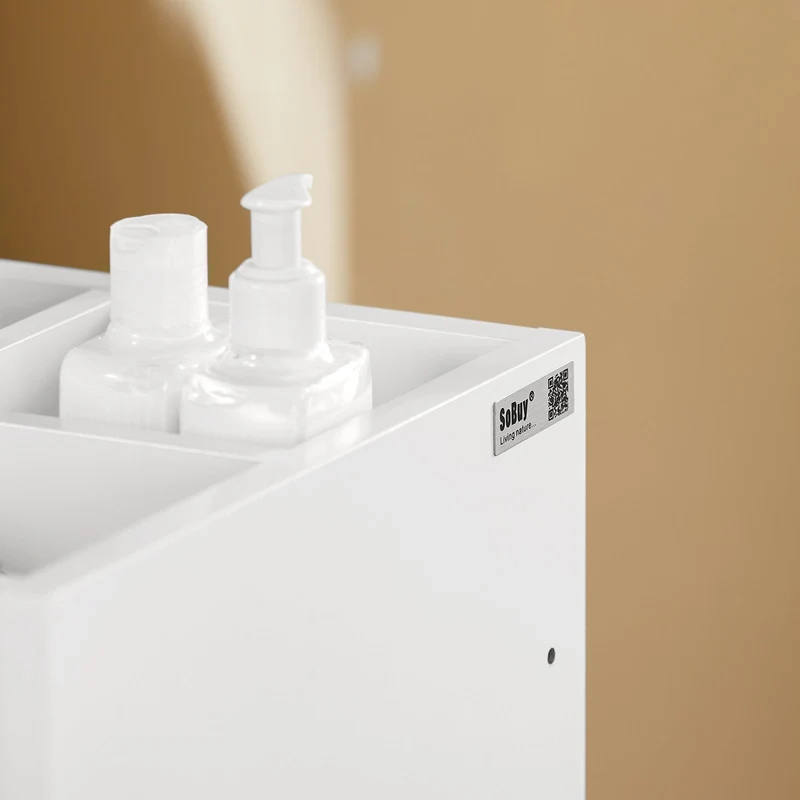 SoBuy BZR29-W Meuble Salle de Bain Petit Espace 30 cm – 3 Tiroirs et Porte-Serviettes Réversible, Blanc