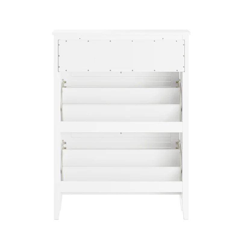 SoBuy FSR152-W Meuble à Chaussures à Abattants 2 Niveaux – Rangement Discret pour Entrée – 80x25x108 cm Blanc
