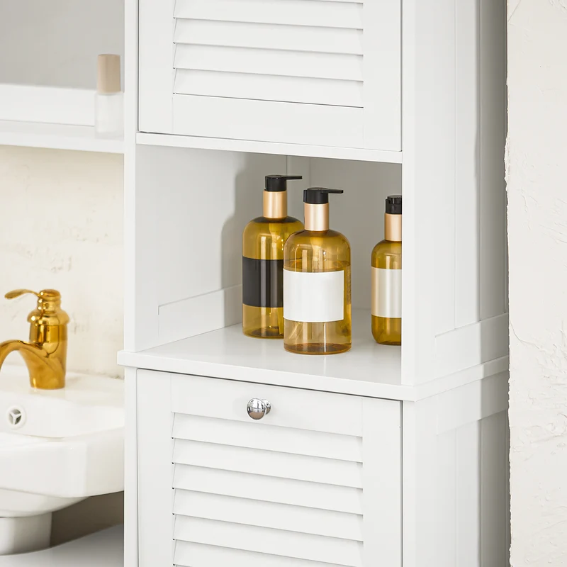 SoBuy BZR124-W Colonne de Salle de Bain avec Panier à Linge Amovible – 40 cm, Blanc