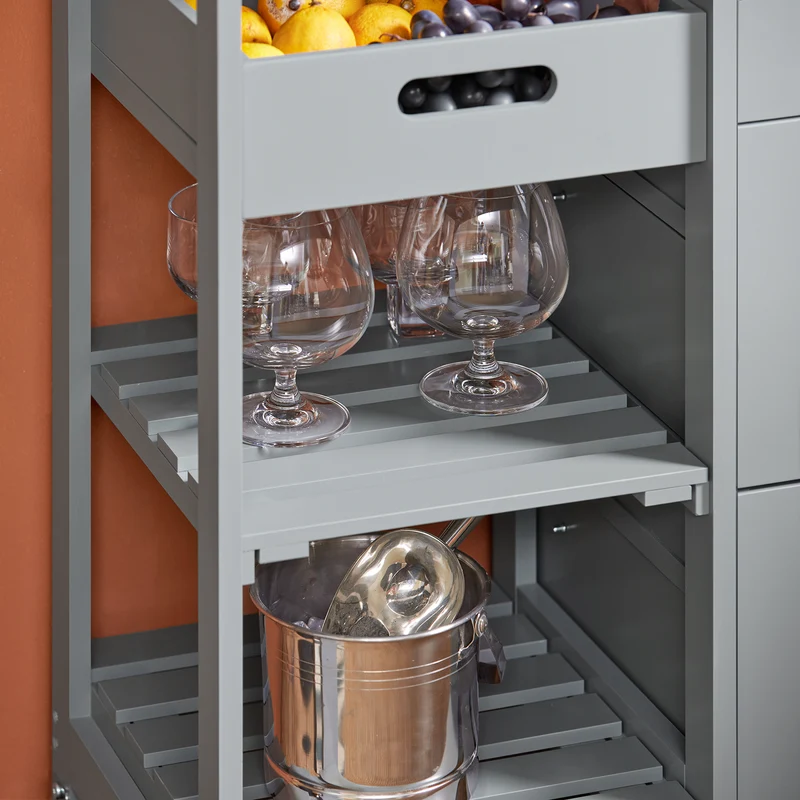 SoBuy FKW79-HG Meuble Cuisine Desserte de Cuisine à roulettes, Desserte Rangement avec 3 Tiroirs et 1 Tablette Amovible, Meuble de Rangement Cuisine, L68xP38xH85cm,Gris