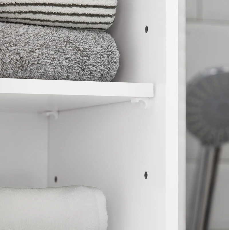 SoBuy BZR109-W Meuble Colonne Salle de Bain 170 cm Slim 30 cm 2 Portes Étagères Réglables Tiroir Anti-Basculement – Blanc