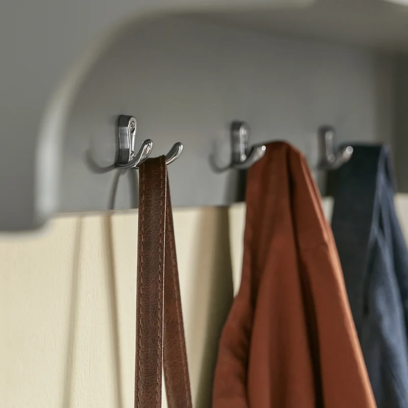 SoBuy FHK28-HG Porte Manteau Mural, Étagère de Rangement, Meuble Entrée, Vestiaire avec 3 Compartiments et 4 Crochets Doubles, 100x25x35 cm, Gris