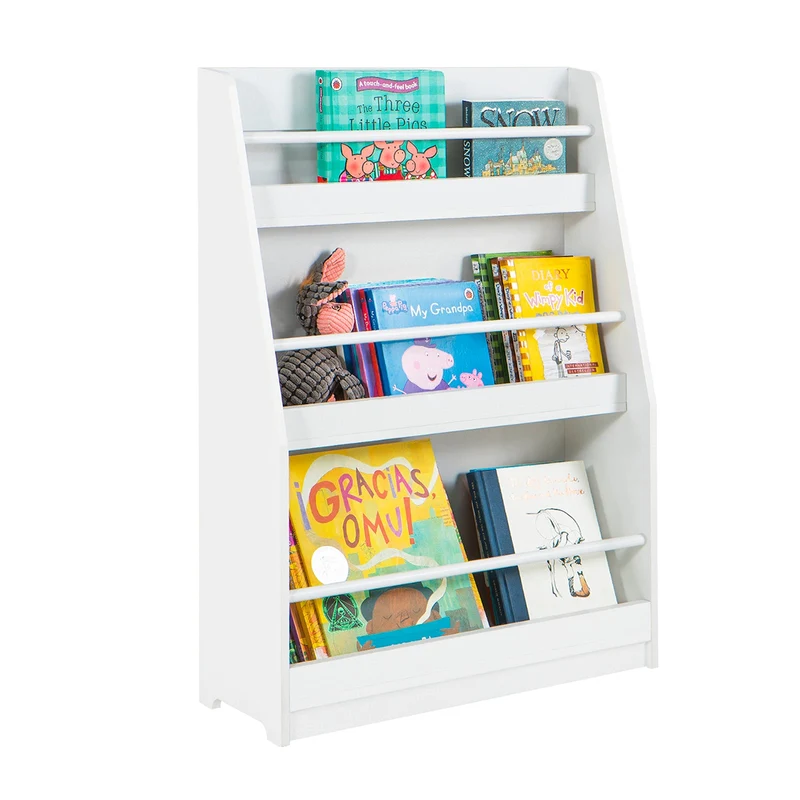 SoBuy KMB45-W Bibliothèque Montessorienne pour Enfants, Étagère à Livres pour Garçon, Fille, Chambre Enfant, Étagères à 3 hauteurs