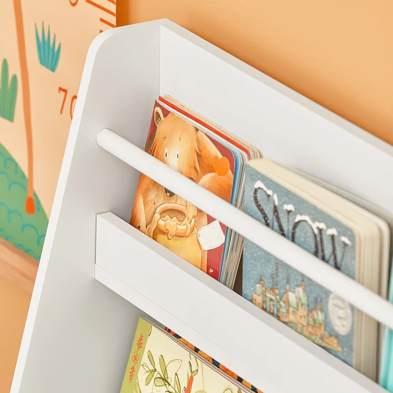 SoBuy KMB45-W Bibliothèque Montessorienne pour Enfants, Étagère à Livres pour Garçon, Fille, Chambre Enfant, Étagères à 3 hauteurs