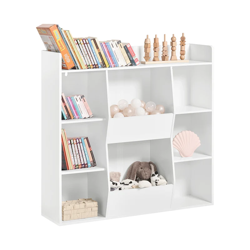 SoBuy KMB55-W Bibliothèque Enfant Montessori 8 Compartiments – Meuble Rangement Jouets et Livres, Blanc