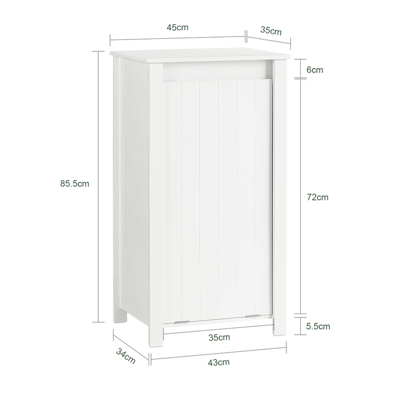 SoBuy BZR100-W Armoire à Linge avec Panier Rabattable et Sac Amovible à Poignées – L45×P35×H85,5 cm, Charge 15 kg, MDF E1, Blanc