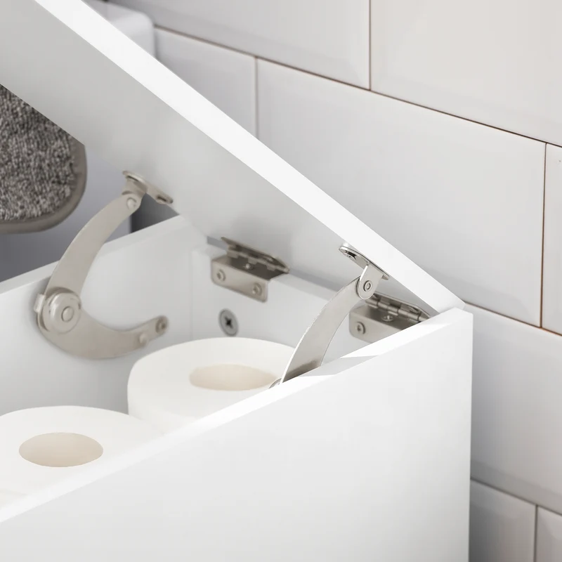 SoBuy BZR111-W Meuble WC Étroit 20 cm sur Roulettes – Rangement Papier Toilette, 2 Tiroirs, Blanc