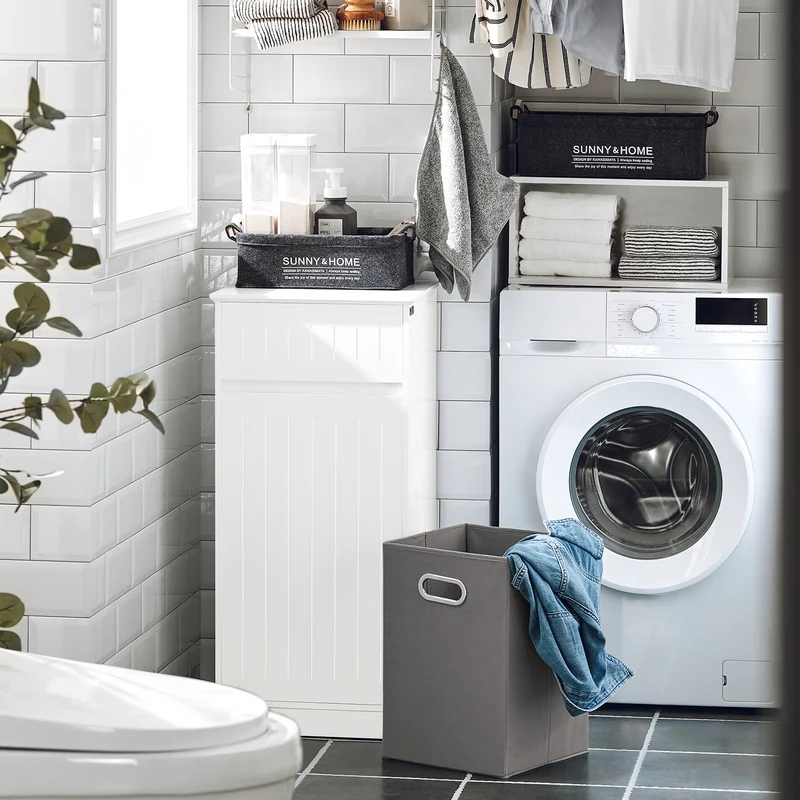 SoBuy BZR110-W Armoire à Linge avec 1 Porte – L40×P39×H86 cm, Charge 25 kg, MDF E1, Blanc