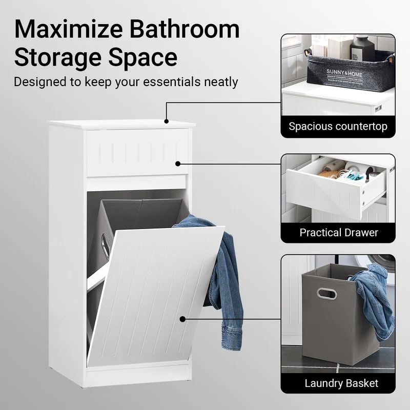 SoBuy BZR110-W Armoire à Linge avec 1 Porte – L40×P39×H86 cm, Charge 25 kg, MDF E1, Blanc