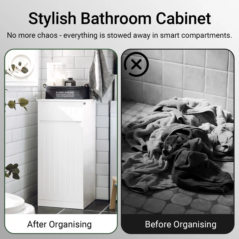 SoBuy BZR110-W Armoire à Linge avec 1 Porte – L40×P39×H86 cm, Charge 25 kg, MDF E1, Blanc
