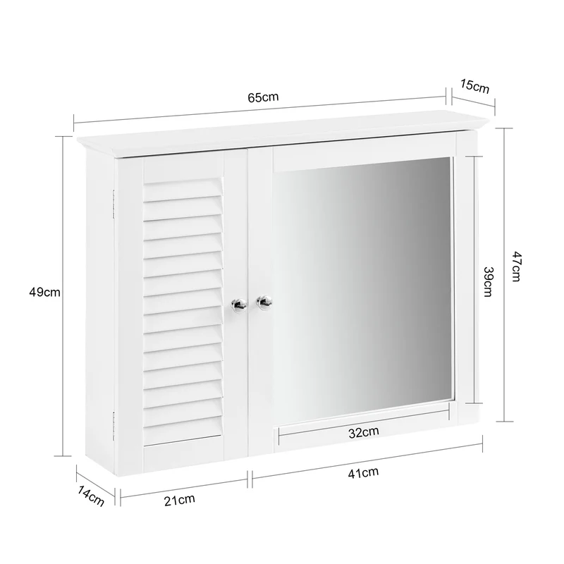 SoBuy BZR55-W Armoire Miroir Meuble Haut de Salle de Bain Armoire Suspendue avec Porte Miroir Commode Meuble de Rangem